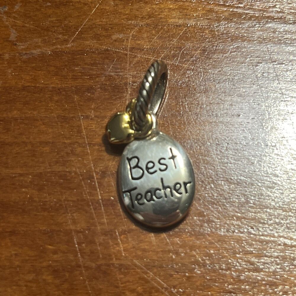 Brighton A+ Best Teacher Silvertone Apple Two-Sided Charm